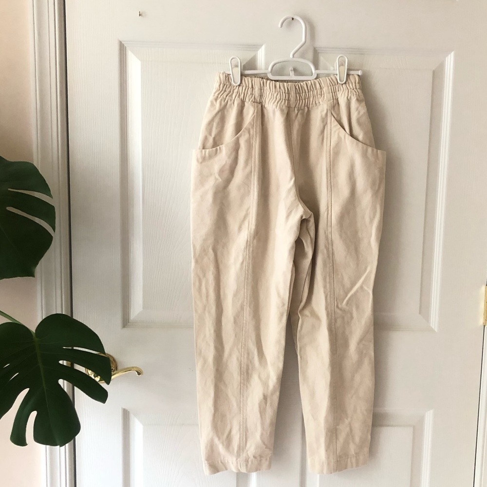 ES Clyde work pants in cream canvas SM-Petite.